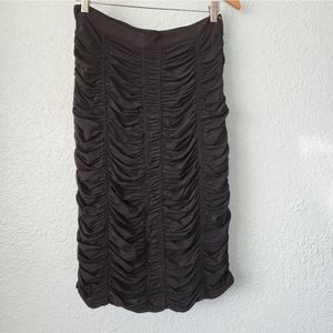 Burberry Black Ruched Midi Skirt